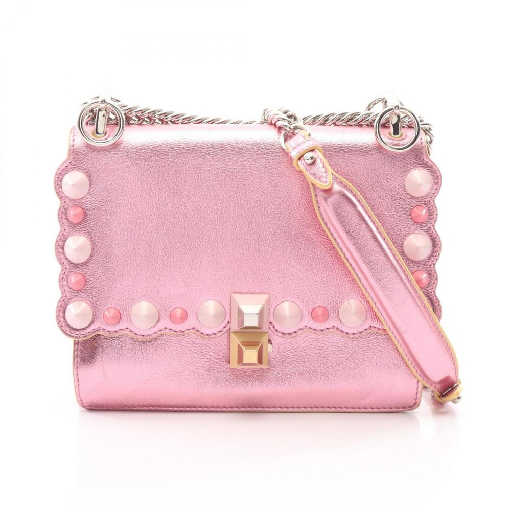 Fendi Mini Kan I Metallic Shoulder Bag/Handbag, Leather, Women's, Pink